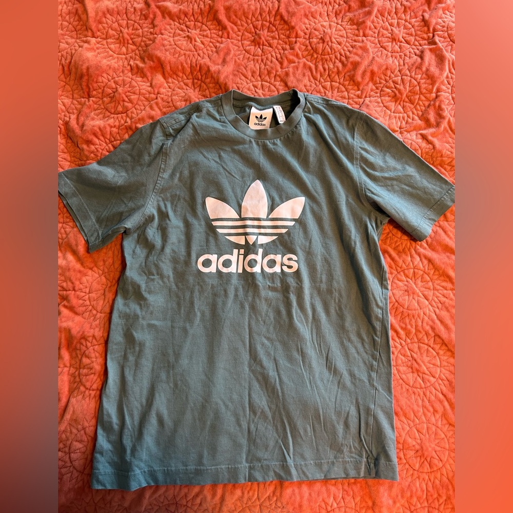 Adidas Men's Green shirt with White Logo